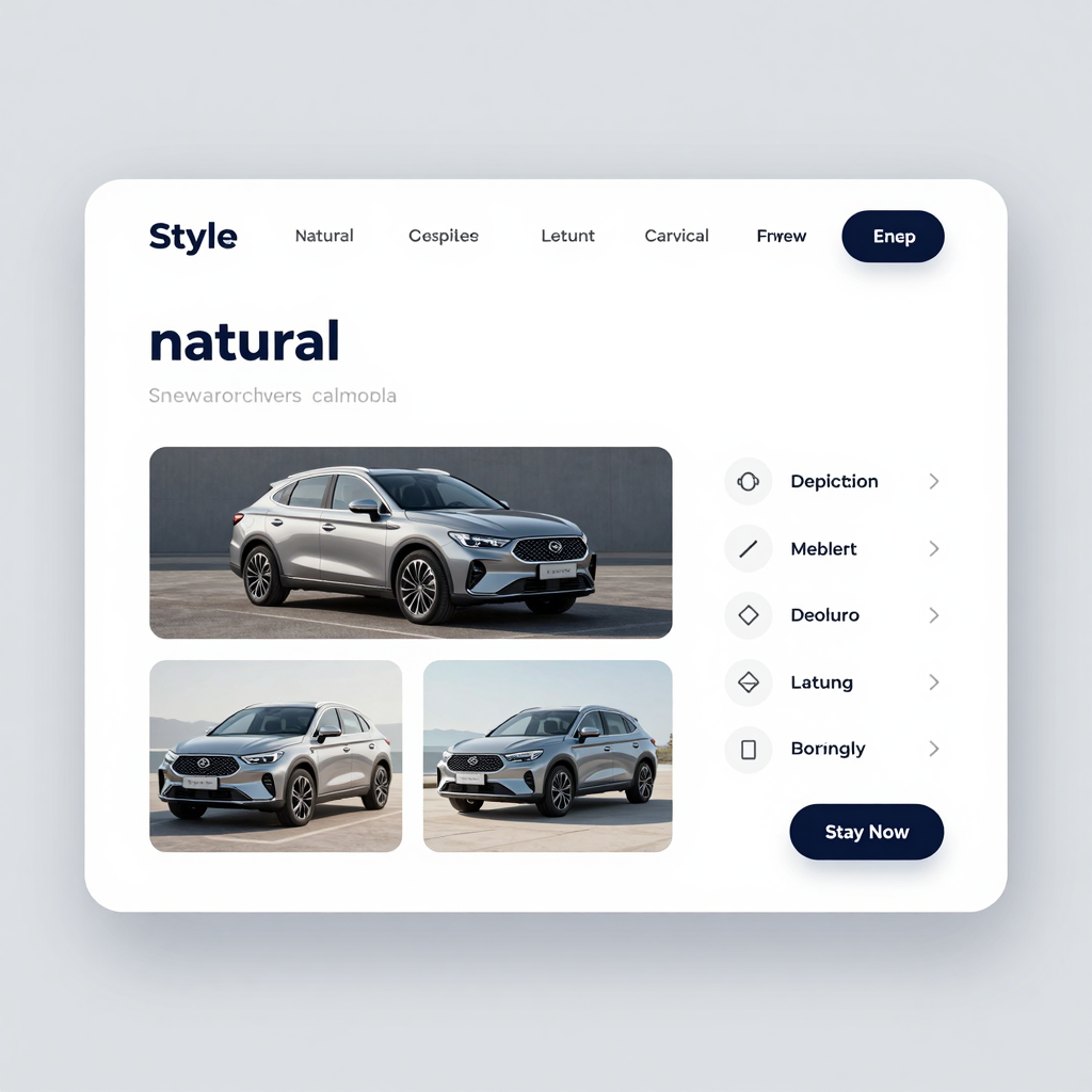 Modern online car buying website interface showcasing user-friendly navigation