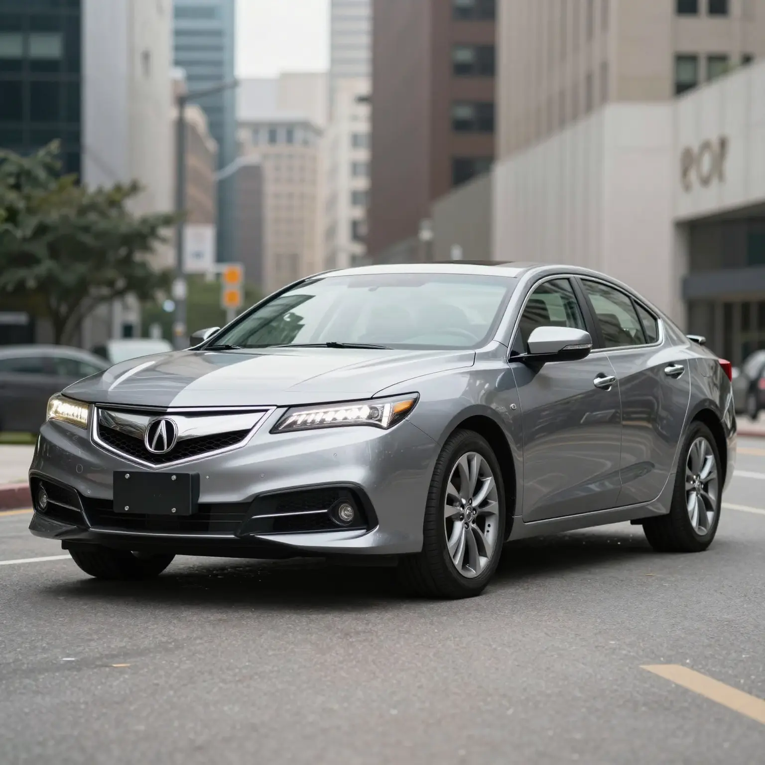 A sleek and modern Acura TL parked in an urban setting, showcasing its stylish design and business-friendly appeal.