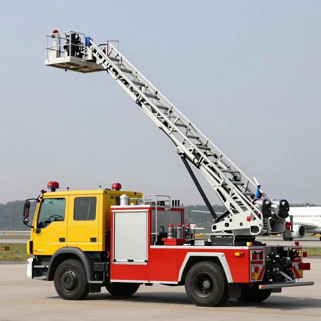 Airport Fire Ladder Truck in Action