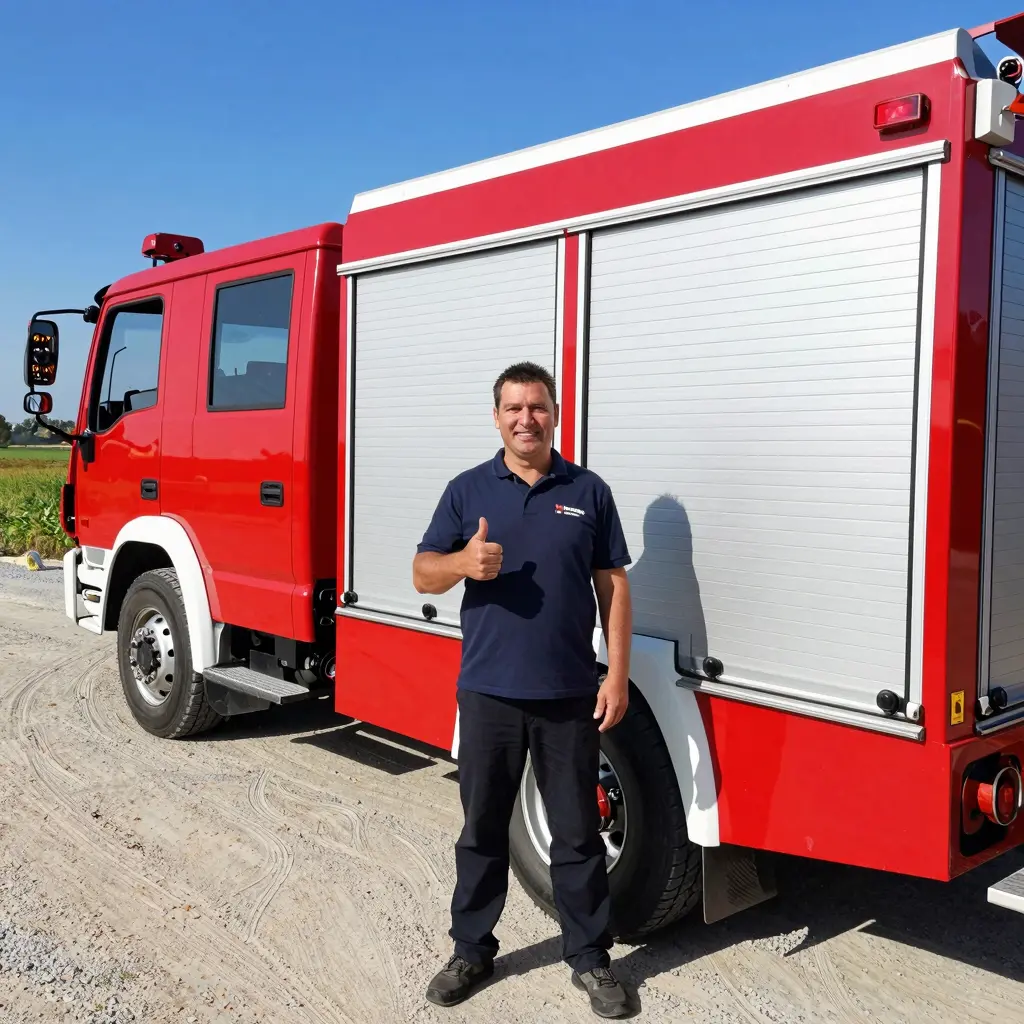 Happy Customer with Fire Tanker