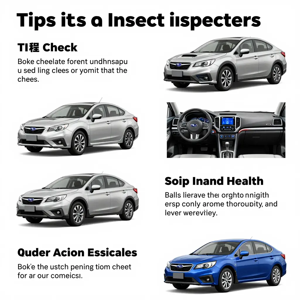 Infographic summarizing tips for inspecting used Subaru vehicles