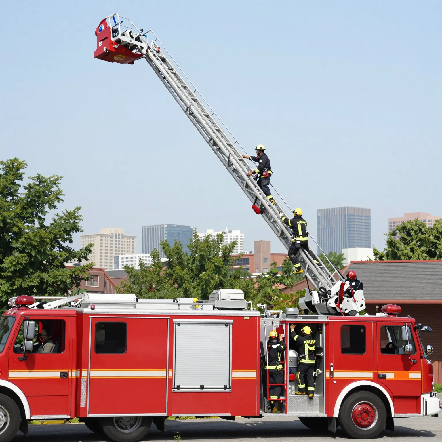 Fire Truck Rescue Ladder in Action